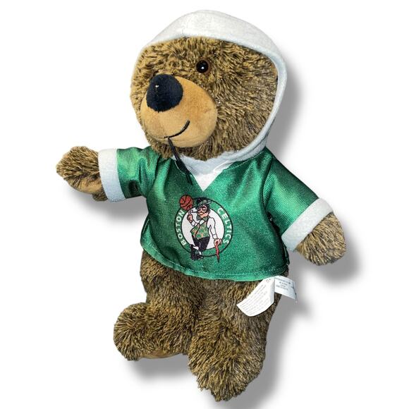 Boston Celtics Teddy Bear Plush Hoodie 14" T-Shirt NBA Basketball Fan Baby Gift - Picture 9 of 11